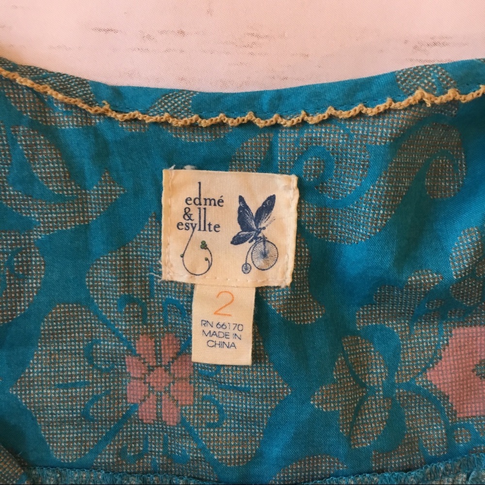 Edme & Esyllte Ruffle Lace Turquoise Top Size 2 - Picture 7 of 13
